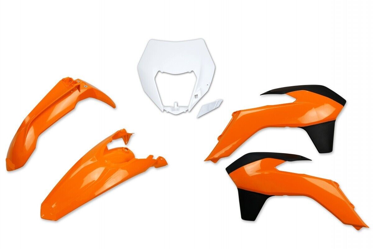 KIT PLASTICHE KTM EXC 125 250 300 2014 2015 2016 KIT 4 PZ ARANCIO NERO BIANCO