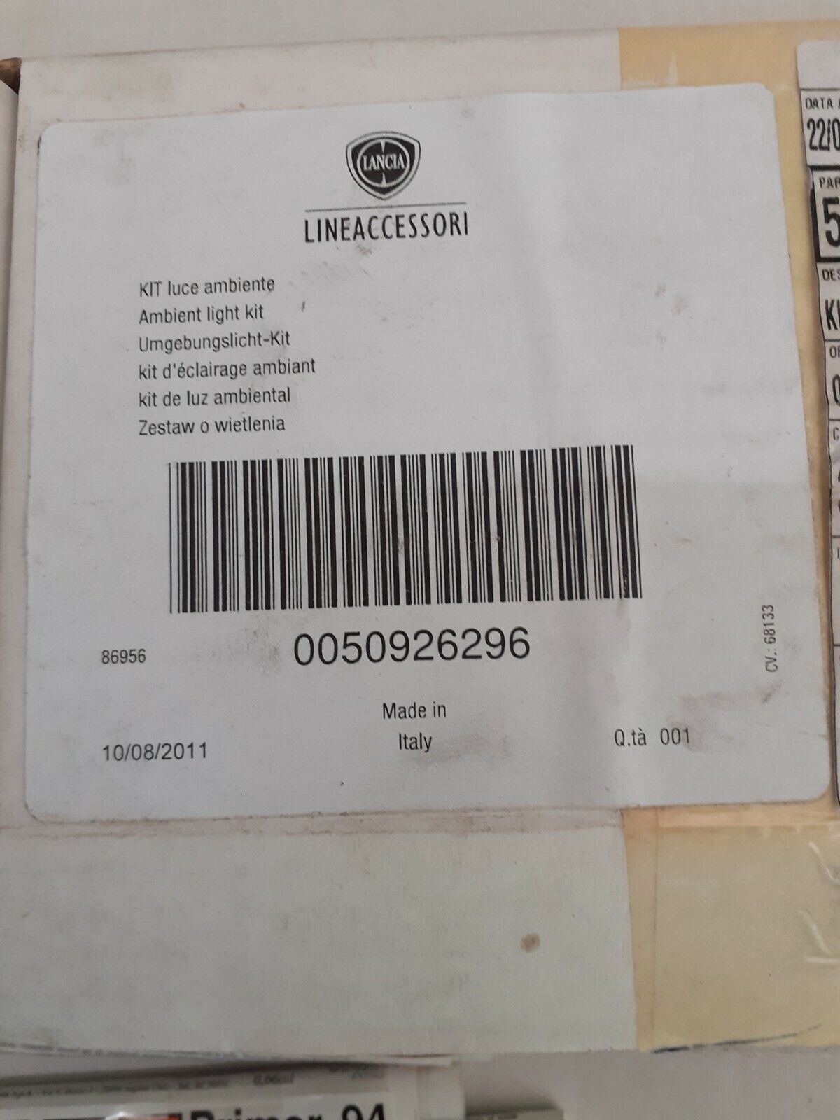 KIT LAMPADINE INTERNE ORIGINALE LANCIA YPSILON CODICE 50926296