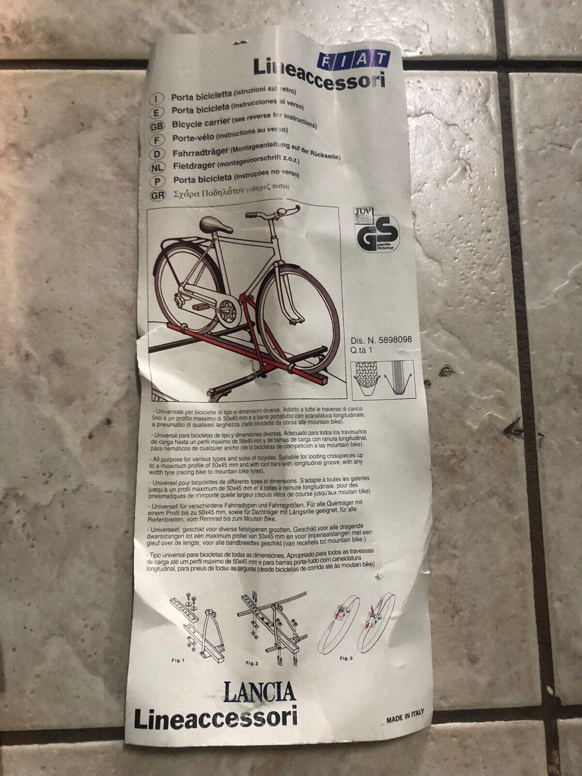 5898098 PORTABICI ORIGINALE LANCIA YPSLON DAL 1995 AL 2003 COME IN FOTO