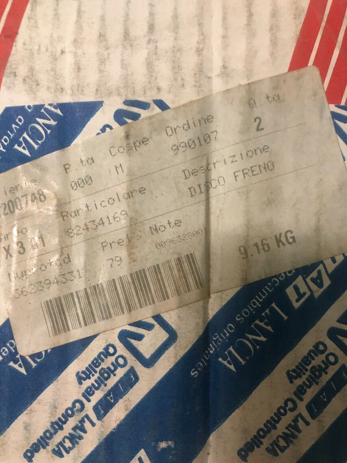 DISCO FRENO ANTERIORE ORIGINALE FIAT CROMA 1993 CODICE 82434169