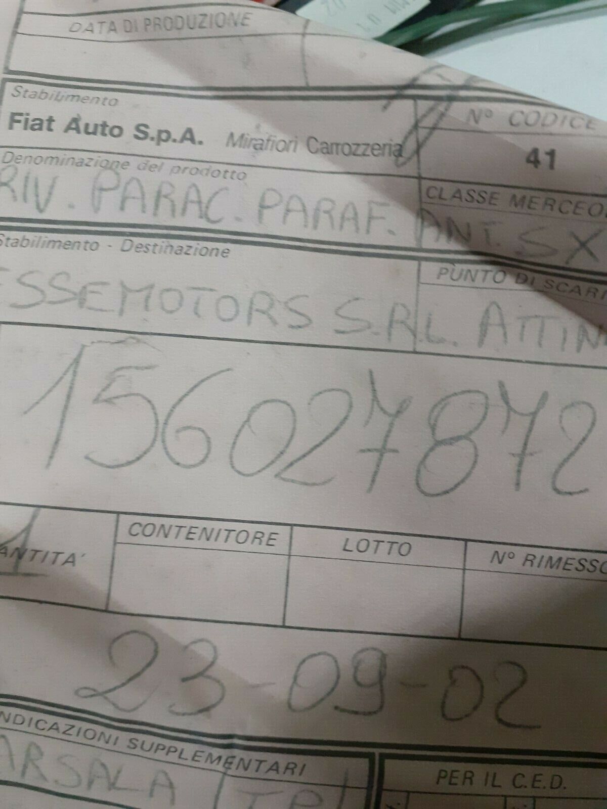 MODANATURA ORIGINALE FIAT LANCIA CODICE 156027872