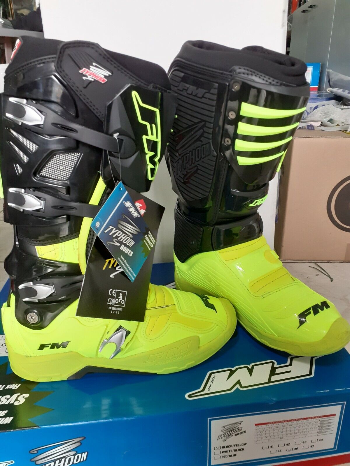 STIVALI CROSS ENDURO FM MODELLO TYPHOON 3 GIALLO FLUO NERO TAGLIA 44