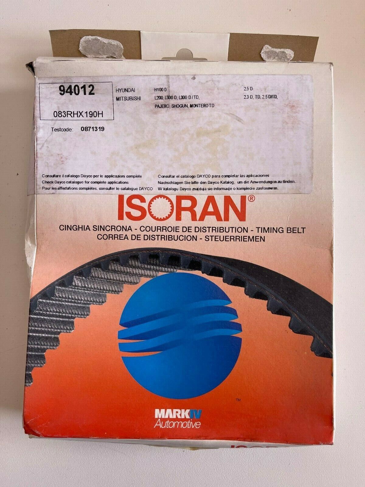 94012 CINGHIA DISTRIBUZIONE ISORAN GATES MITSUBISHI PAJERO II 2.5 TD 73 KW 1990