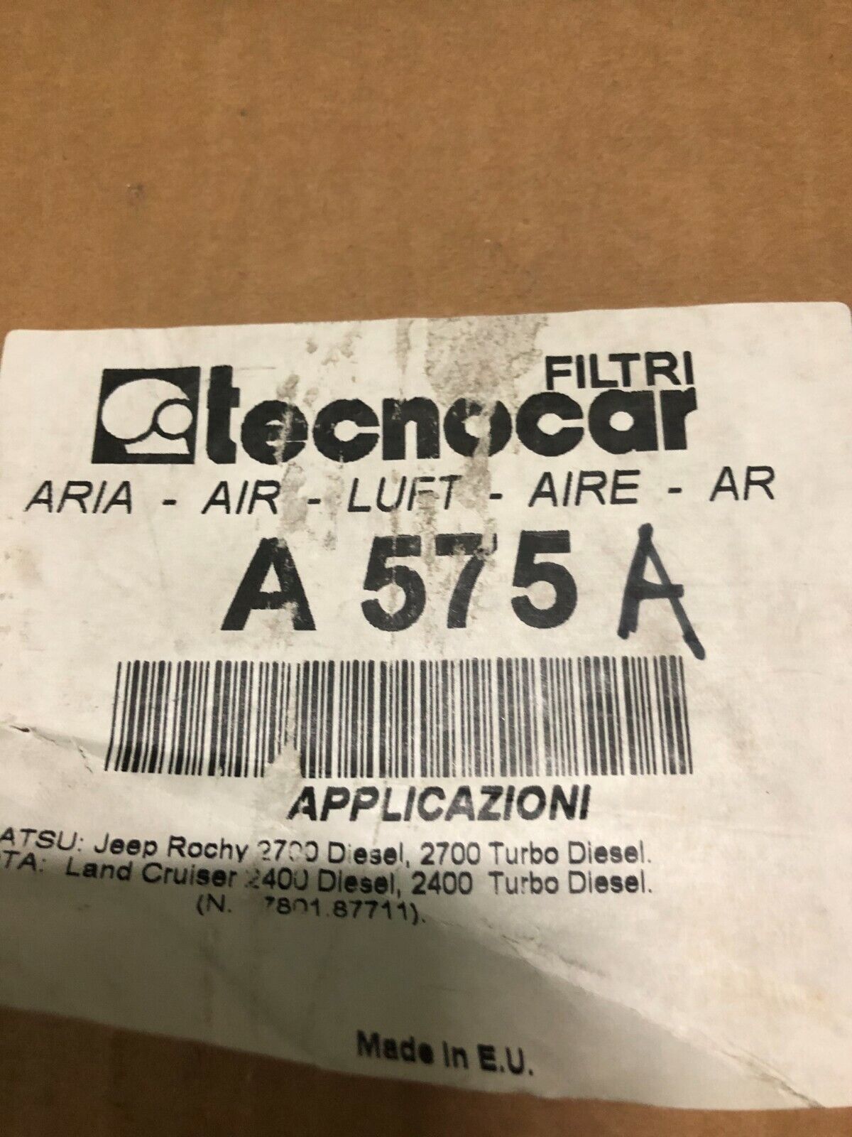 TECNOCAR A575 FILTRO ARIA PORTARO 240 2.5 DIESEL (DAIHATSU) 1976