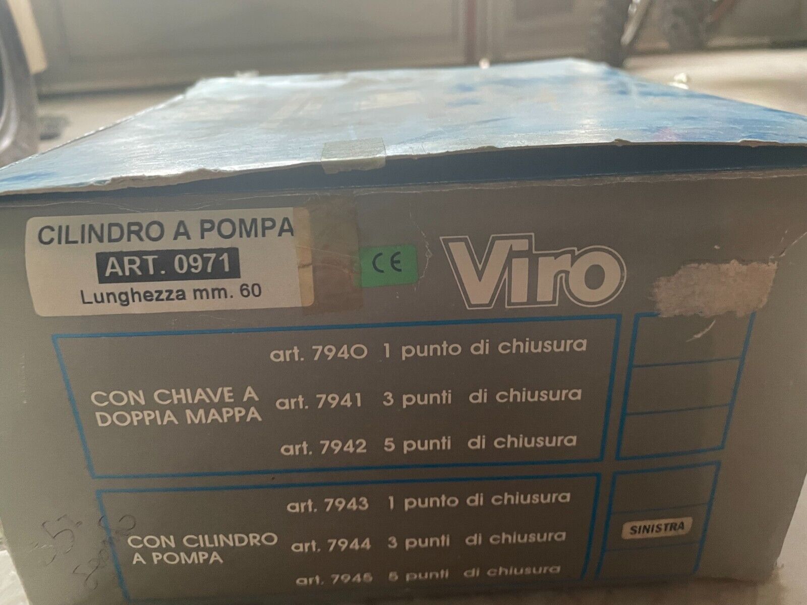 SERRATURA ELETTRICA SINISTRA DI SICUREZZA A POMPA DA 60 VIRO ART.0971