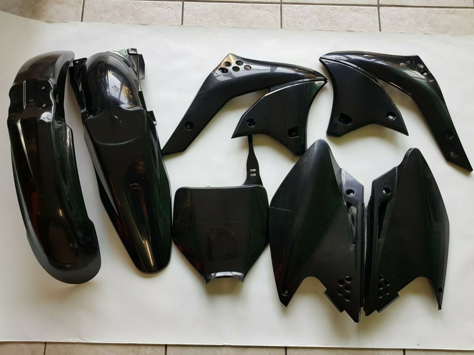 KIT PLASTICHE KAWASAKI KXF 250 2006 2007 2008 KIT 5 PZ COLORE NERO