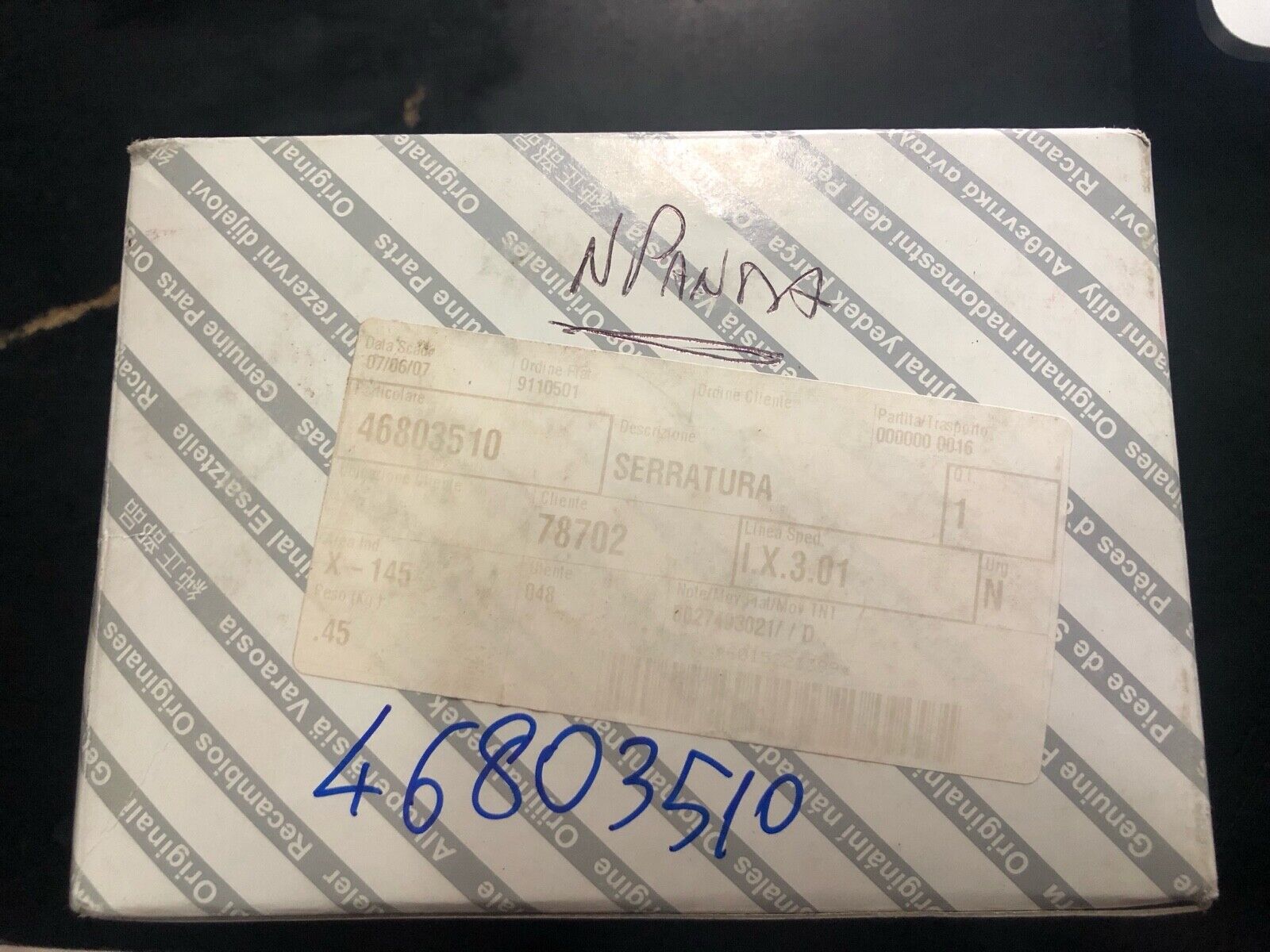  46803510 SERRATURA ANTERIORE DESTRA PASSEGGERO FIAT PANDA 169 2009 2010 2011 