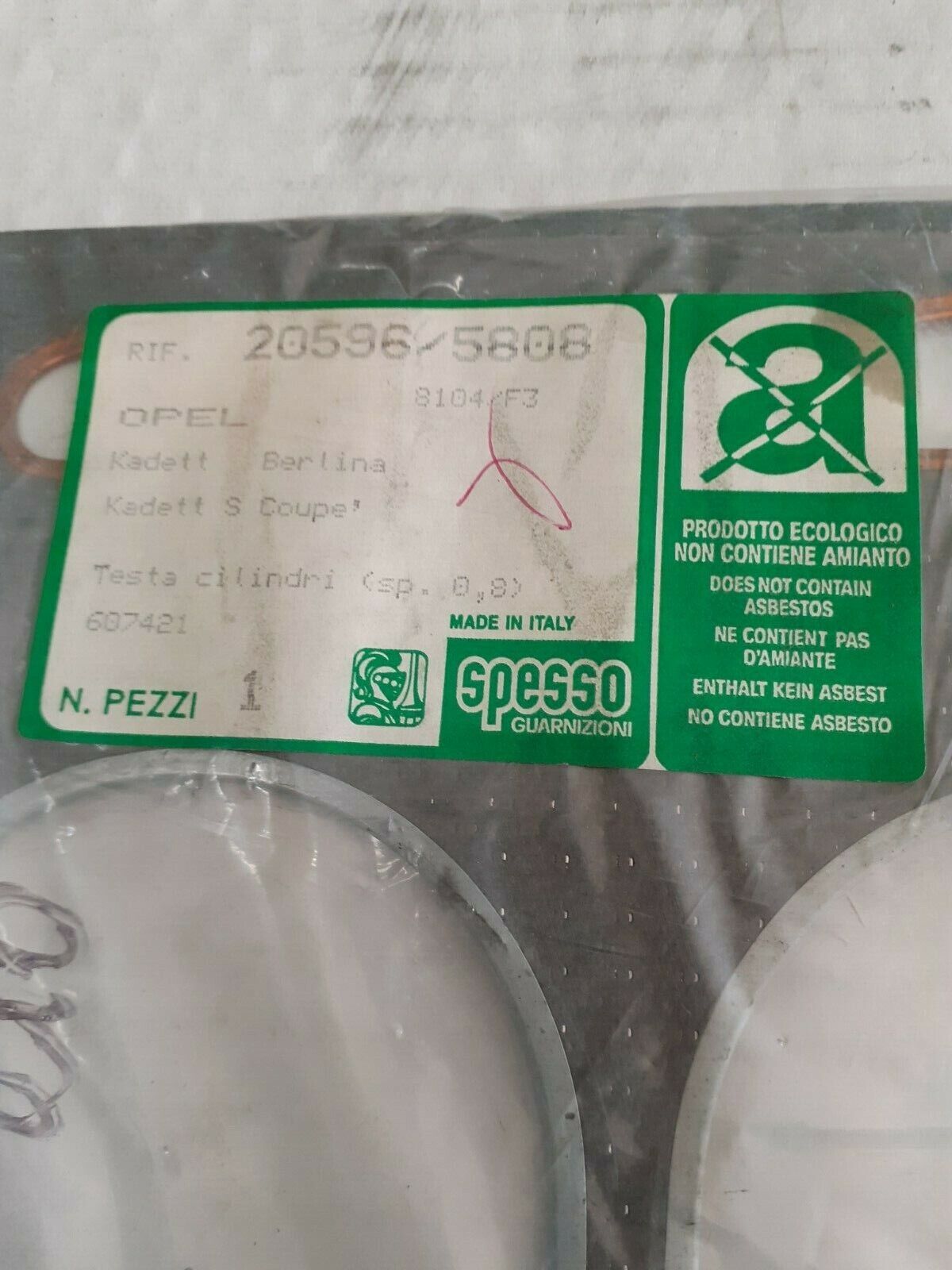 20596/5808 GUARNIZIONE CILINDRO TESTA SPESSORE 0,8 MM OPEL CORSA A 1.2 1989