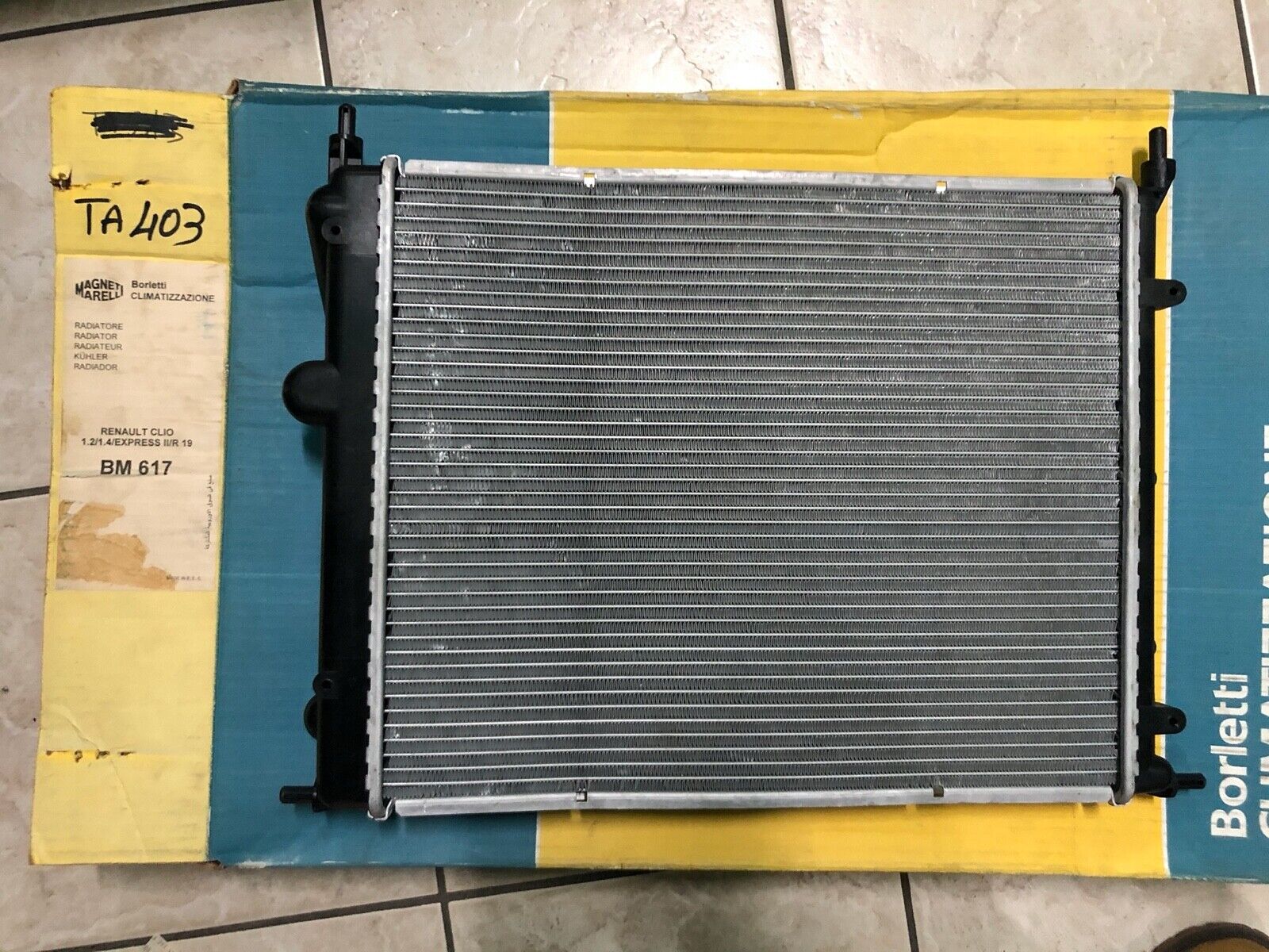 RADIATORE MAGNETI MARELLI CODICE BM617 RENAULT CIO 1.4 i 1997 TA403