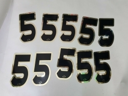 STICKER NUMERO 5 ADESIVO UFO COLORE NERO CON BORDO COLORE OR