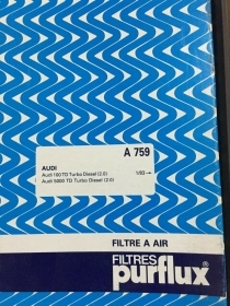 A759 FILTRO ARIA PURFLUX AUDI 100 2.5 TDI 88KW 120HP 19