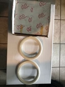 COPPIA MANIGLIONI ROTONDI TONDI ANELLO BIANCO INTERASSE